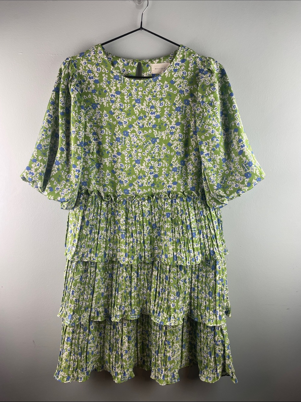 Melloday Green Floral Tiered Dress Size S